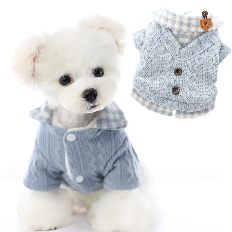 

Утолщенная теплая куртка для собак, зимняя клетчатая рубашка для щенков, кошек, свитер, куртка для маленьких собак, Бишон, трикотажная толст...