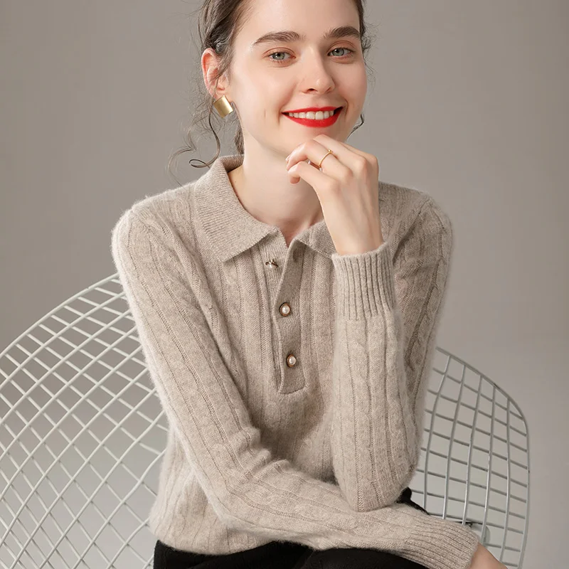 

BELIARST 2020 осень и зима толстый шерстяной свитер женский воротник поло шерстяной пуловер теплый вязаный свитер Бесплатная доставка