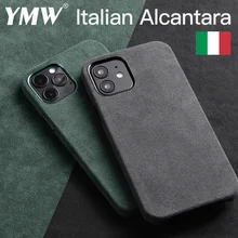 YMW Italian Alcantara Case for iPhone 12 Pro Max mini 11 Fashion Luxury Car Interior Artificial Leather Business Phone Cases