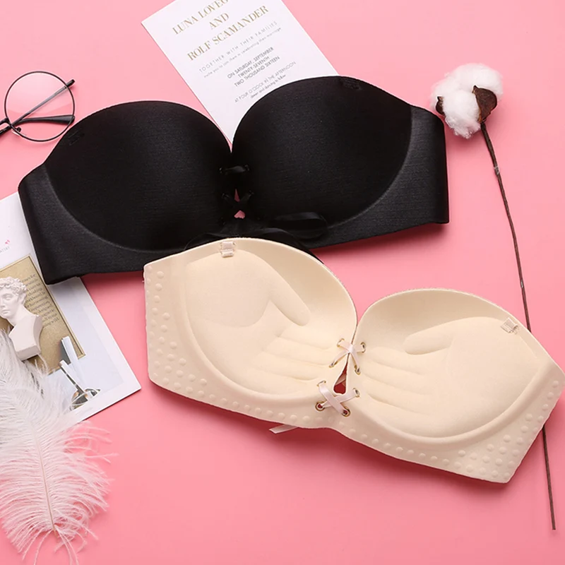 2019 Sexy Gathering Invisible Bras Bralette Underwear Women Push Up Strapless Bra Wedding Brassiere Underwired Back Band | Женская