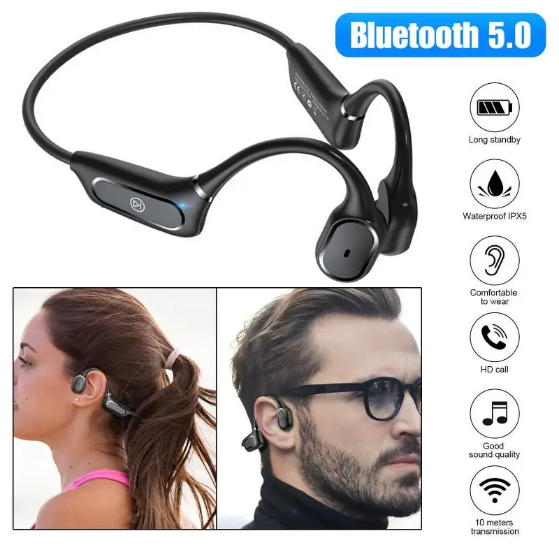

Wireless Conduction Headphones Bluetooth 5.0 Wireless Ear Hook Earphones Sweatproof Waterproof Sport Earphones Earbuds