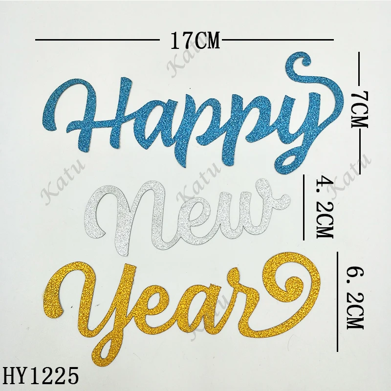 

Happy new year letters cutting dies 2019 new die cut &wooden dies Suitable for common die cutting machines on the market
