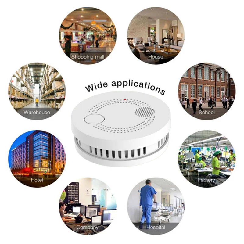 Tuya Smoke Detector Fire Alarm Mobile Phone APP Remote Monitoring Sensor Low Power 85dB Sound Work With ZigBee Gateway | Электроника