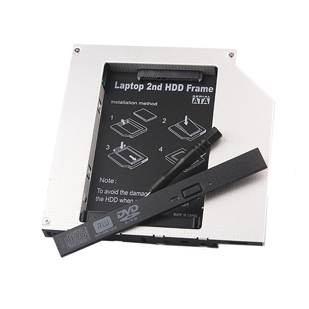 

12.7mm Universal Aluminum Alloy 2nd HDD Caddy IDE to SATA 2.5" HDD SSD Case DVD/CD-ROM Optical Bay For Laptop