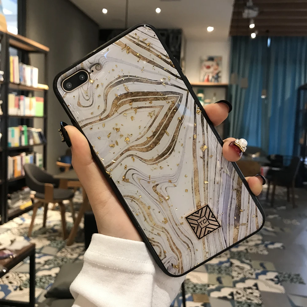 Золотой фольга мрамор Bling чехол для телефона для iPhone 11 pro XS Max XR X TPU гранитный чехол с геометрическим рисунком для iPhone 7 8 6 6s Plus блестящий чехол