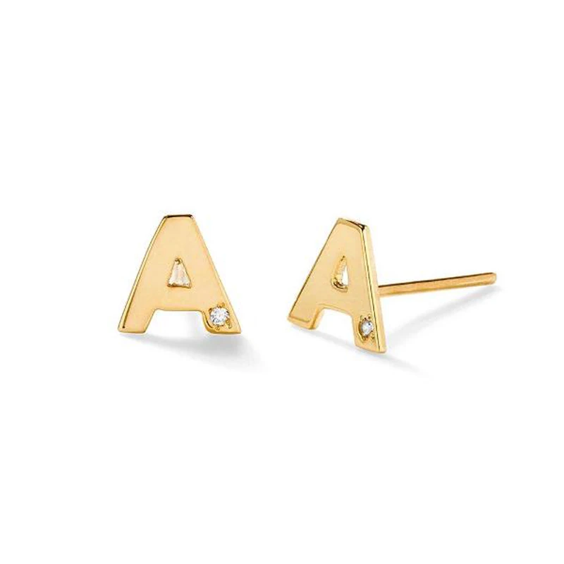 

Mother's Day Gift Customized Name Letter Simple Heart Shaped Earring Lover Family Pet Memory Gift Silver Gold Rose Color