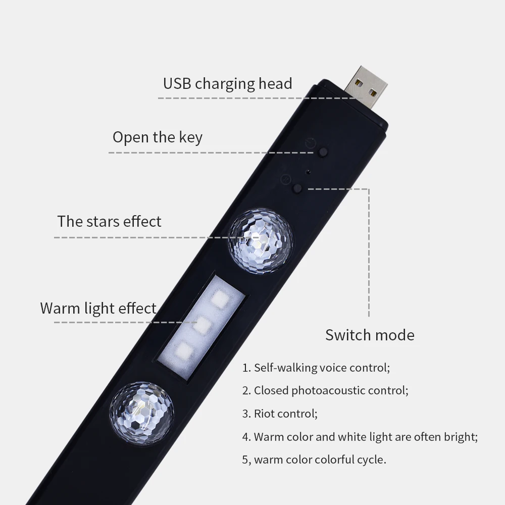 

CROSSFOX Car LED Interior Lighting Auto Atmosphere Decorative Music Control 12V USB RGB Light Mood Neon Starry Ambient Foot Lamp