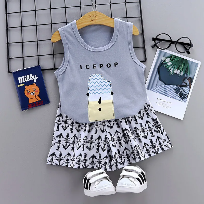 Летние комплекты одежды для детей 2020 год маленьких девочек с героями