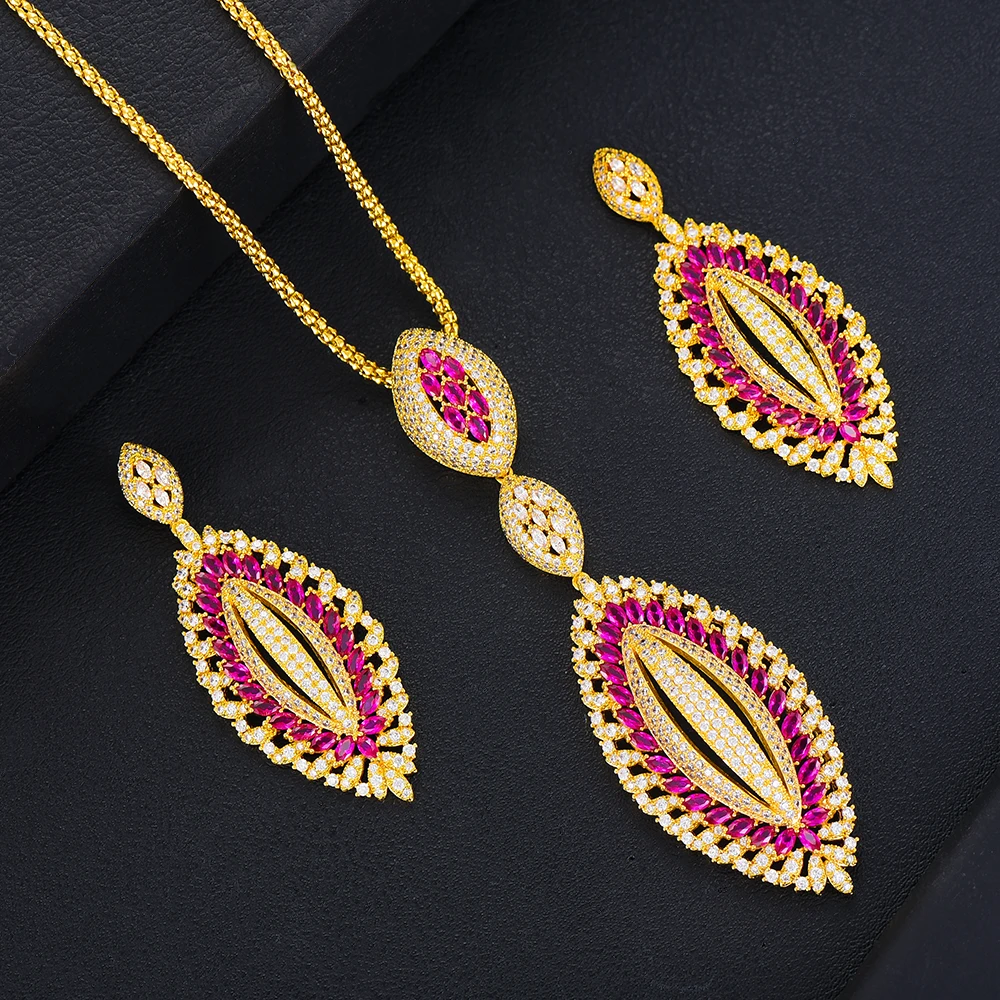 

Роскошные 2 шт ожерелье серьги набор украшений для женщин Свадебная вечеринка, циркон, Дубай Свадебный комплект ювелирных изделий 2021 высоко...