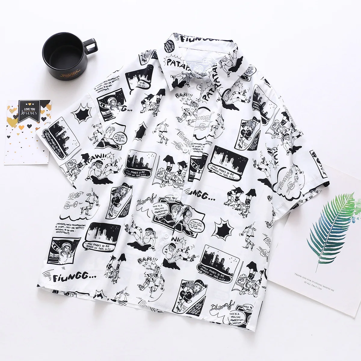 Summer New Fashion Women Short Sleeve White And Black Cartoon Letters Print Loose Tops Blouses Casual Office Lady Shirts Blouse | Женская