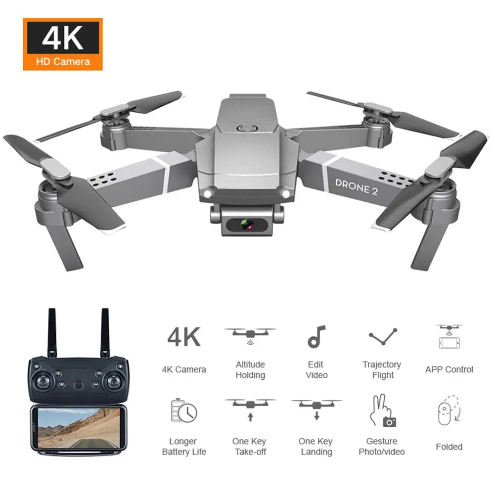 

Квадрокоптер E68 складной с широкоугольной камерой 4K 720P 1080P, Wi-Fi, FPV