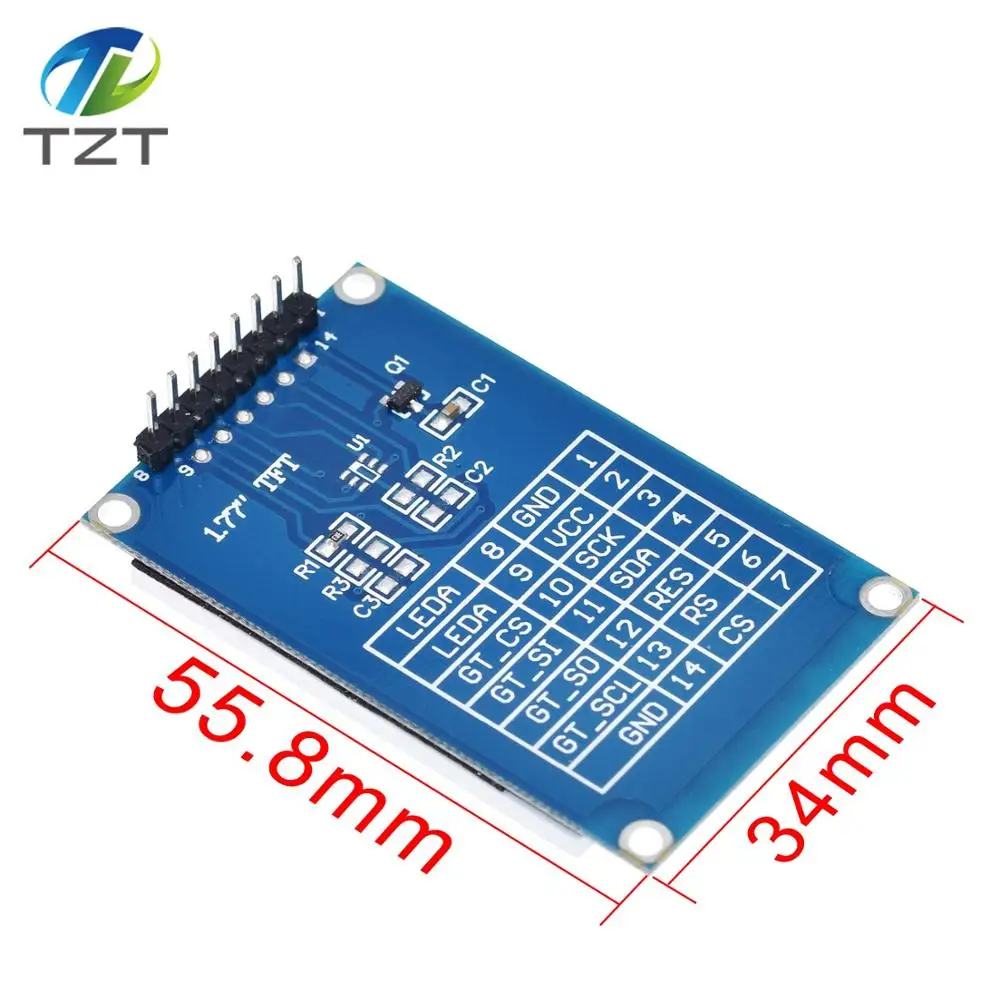 1,77 дюймовый TFT lcd экран 128*160 1,77 TFTSPI TFT цветной экран модуль последовательного порта