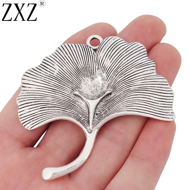 ZXZ 2 шт Большие Подвески в виде листьев гинкго для ожерелья, ювелирных изделий 70x66мм
