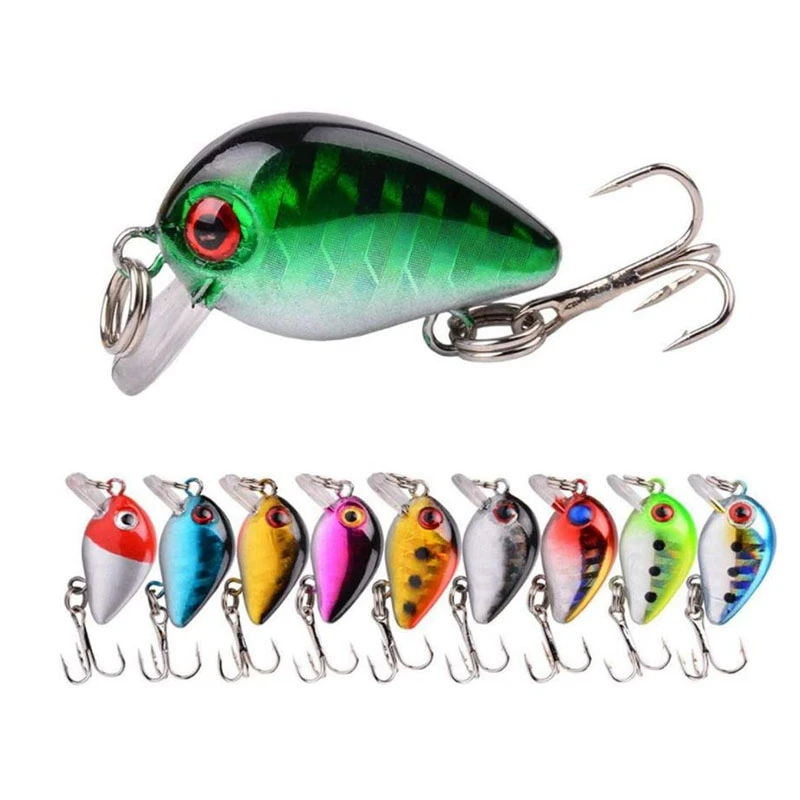 

10 Pcs Fishing Lures Min Hard Baits Top Water Swim Crand Bait 3D Lifelike Eyes Treble Hooks Fishing Bait