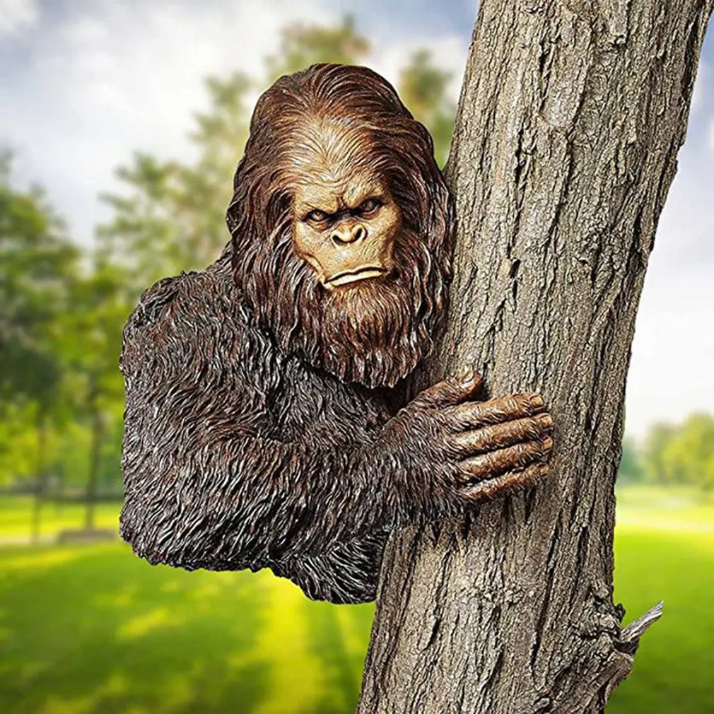 

Bigfoot Gorilla Bashful Ape статуя дерева свирепый Ape скульптура дерево Hugger Декор сад двор искусство реалистичный Gorilla 3D декор