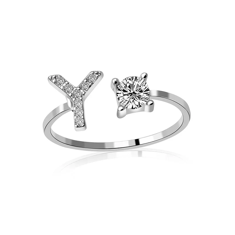 JSMYGS модный серебряный цвет A-Z 26 кольца с декоративной надписью для женщин