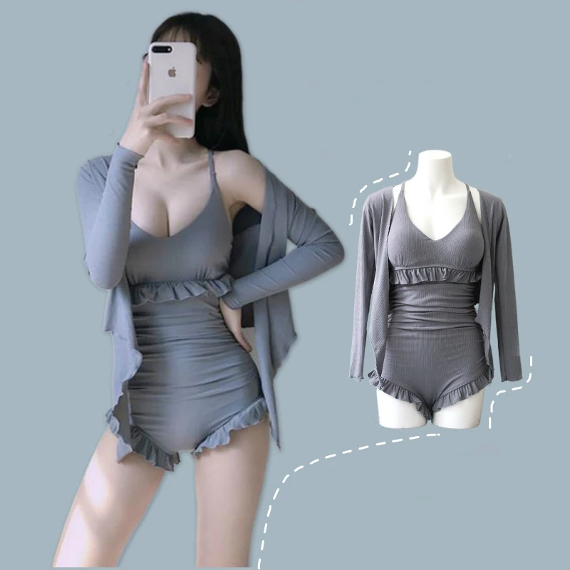 

Dropshipping Sexy Swimming Suit Women Bikini Set Chest Gathered Ruffles Padded Swimwear Hot Sale Women Bathing Suit Beachwear