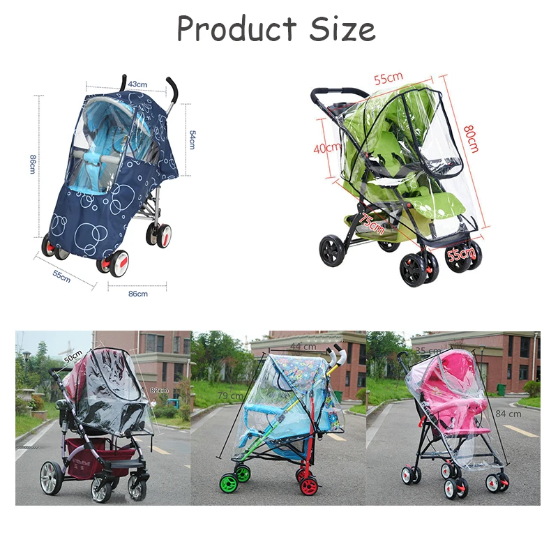

Baby Stroller Accessories Transparent Waterproof Rain Cover Wind Dust Shield Zipper Open Raincoat for Baby Strollers Pram cover