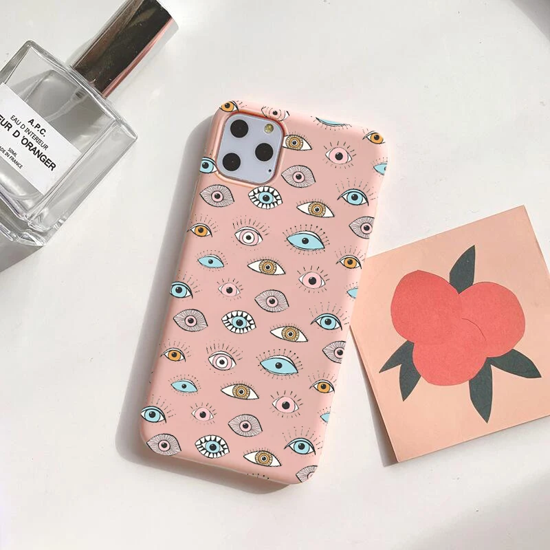 Турецкий синий сглаз Мода дьявол перо розовый Coque мягкий чехол для телефона Iphone12