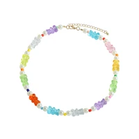 new design rainbow jellies cute bear pearls linked choker collar necklace for girls women party clavicle gummy bear necklaces