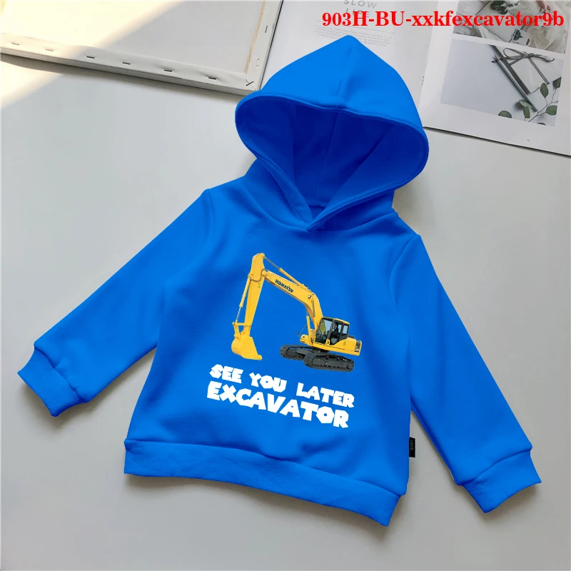 

excavator kawaii streetwear sweatshirt toddler girl fall clothes 2021 baby boys clothes fuuny fashion sweatshirs plus size
