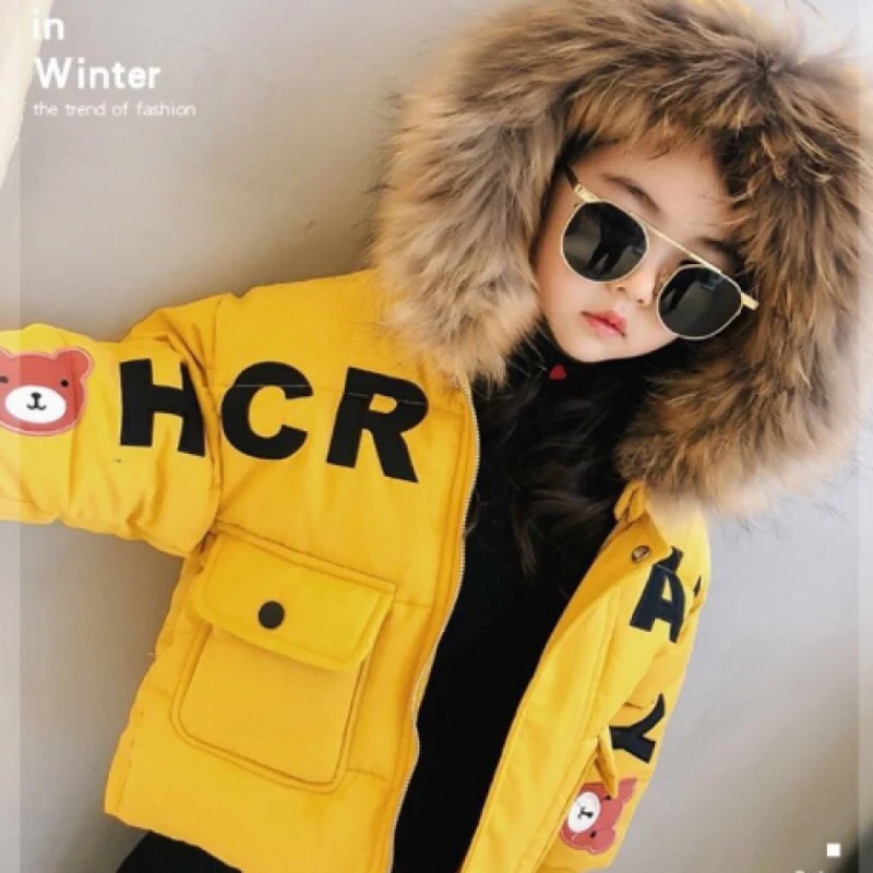 Детские пальто с меховым капюшоном для маленьких девочек коллекция 2019 года