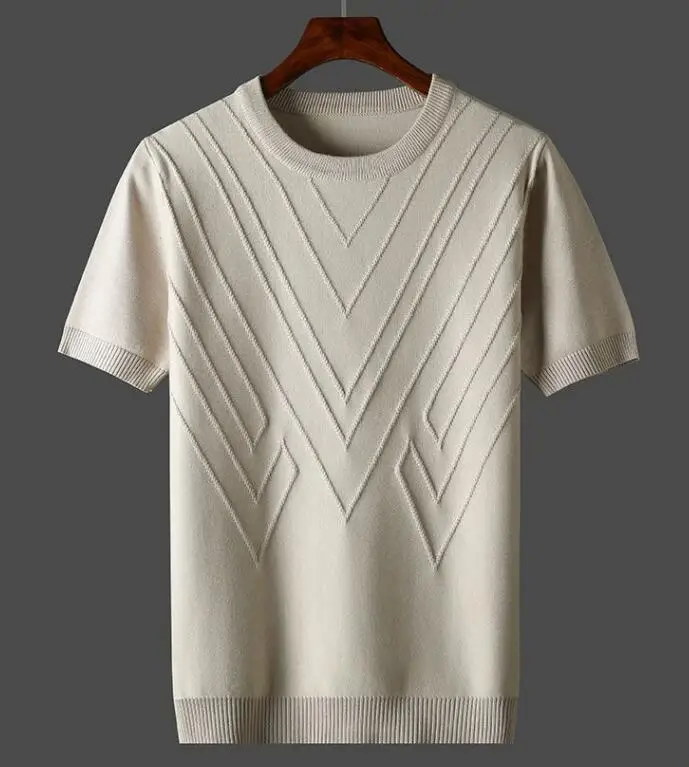 

Мужской тонкий свитер с коротким рукавом, с круглым вырезом