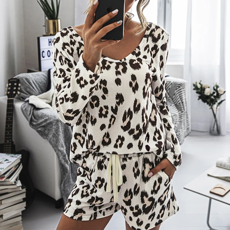 

Casual women Home Comfortable and Fashionable Printed Ladies Suit two piece set jumpsuits Elastic Waist rompers womens jumpsuit