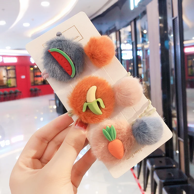 Новинка Детские милые резинки для волос с бананом арбузом морковкой ананасом