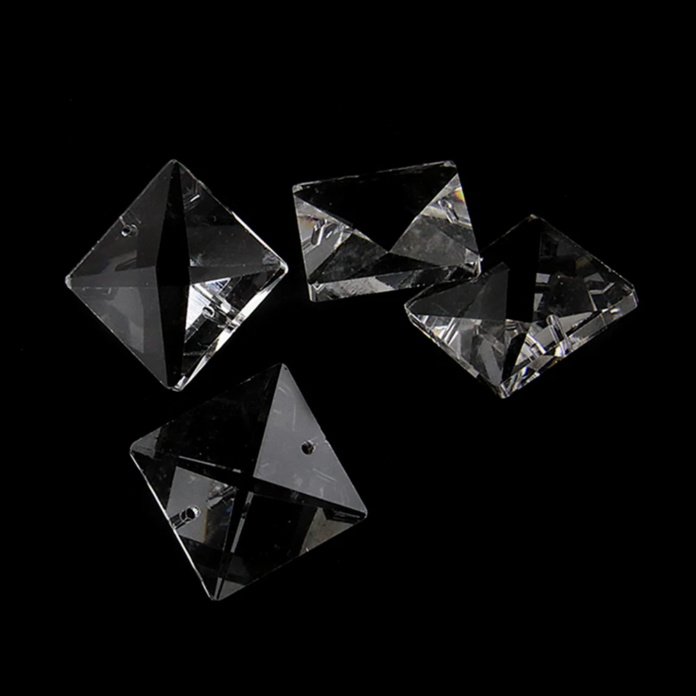 28 мм 50 шт прозрачные хрустальные стеклянные люстры Квадратные бусины с двумя