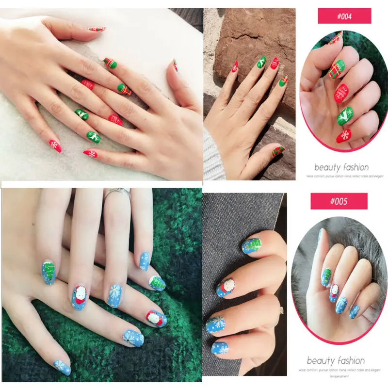 Free shipping 9PCS Colorful Nail Polish Strips 3D Sticker Care Christmas Gift | Stickers &amp Decals