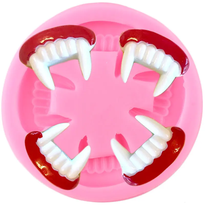 

3D Vampire Teeth Halloween Silicone Mold DIY Cupcake Topper Fondant Cake Decorating Tools Candy Clay Chocolate Gumpaste Moulds