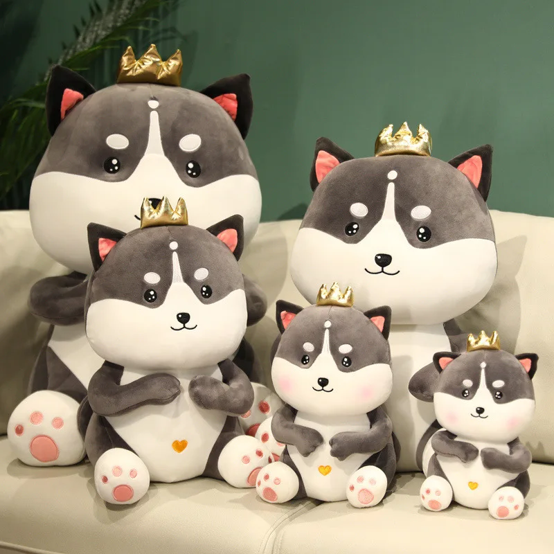 

Soft Cute Crown Husky Plush Toy Doll Kawaii Plush Filled Dog Sofa Pillow Children's Sleeping Doll Girl Room Decoration Gift Toys