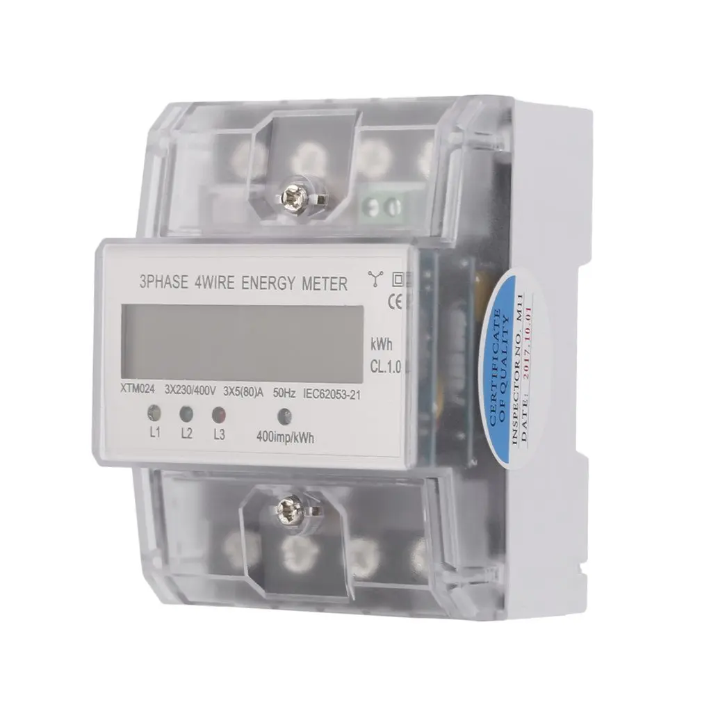 

Digital LCD 3x20(80A) Energiemeter Electronic Meter Three Phase Four Wire DIN-Rail KWh Electronic Energy Meter Measuring Tools