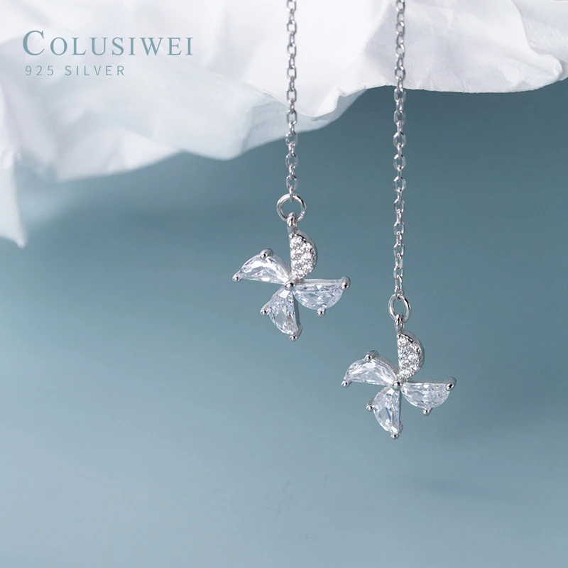 

Colusiwei Sterling Silver 925 Jewelry Dazzling Windmill Dangle Earrings for Women Elegant Wedding Statement Jewelry Bijoux