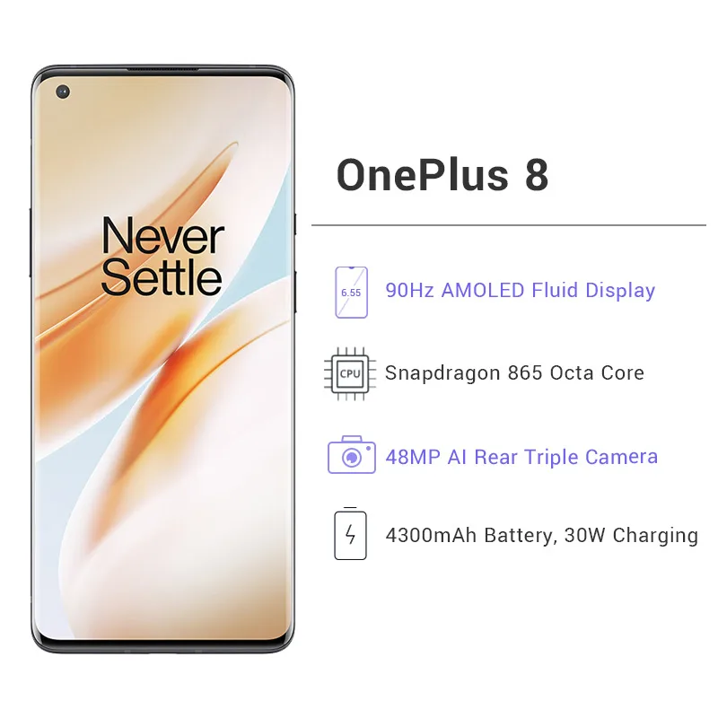 Глобальный Встроенная память OnePlus 8 5G мобильный телефон Гб Оперативная 128 Snapdragon 865