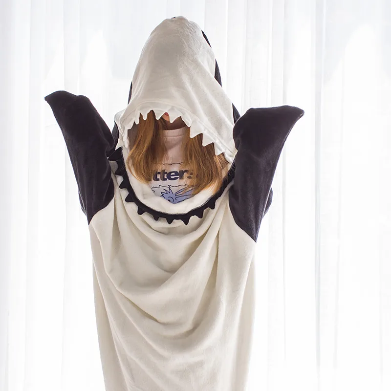 Saco de dormir con dibujos animados para ni&ntilde;os y adultos, manta de ballena para la siesta y la Oficina, chal de tela suave para Cosplay-1