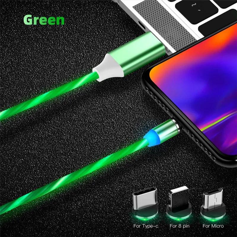 Магнитный USB кабель со светодиодной подсветкой Быстрая зарядка Micro usb type C зарядное устройство для huawei P smart Z oneplus 7 pro