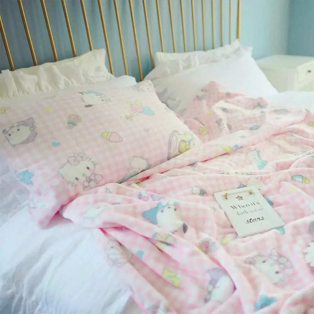 fashion sanrio hello cute kittyed plush blanketbed home sofa quilt blankets kawaii room decor gift unisex free global shipping