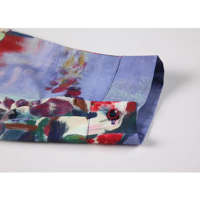 

Vintage Chic Women's Shirt 2021 Summer New Fashion Streetwear Print Turn Down Collar Long Sleeve Casual Female Blouse Tops