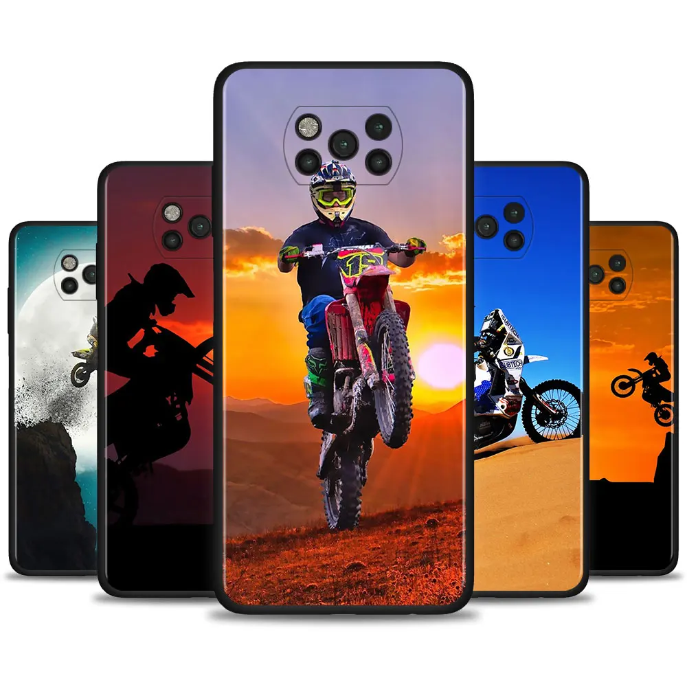 phone case for xiaomi pocophone f1 poco x3 nfc x3 pro m3 pro 5g f3 soft cover back shell moto cross motorcycle sports free global shipping
