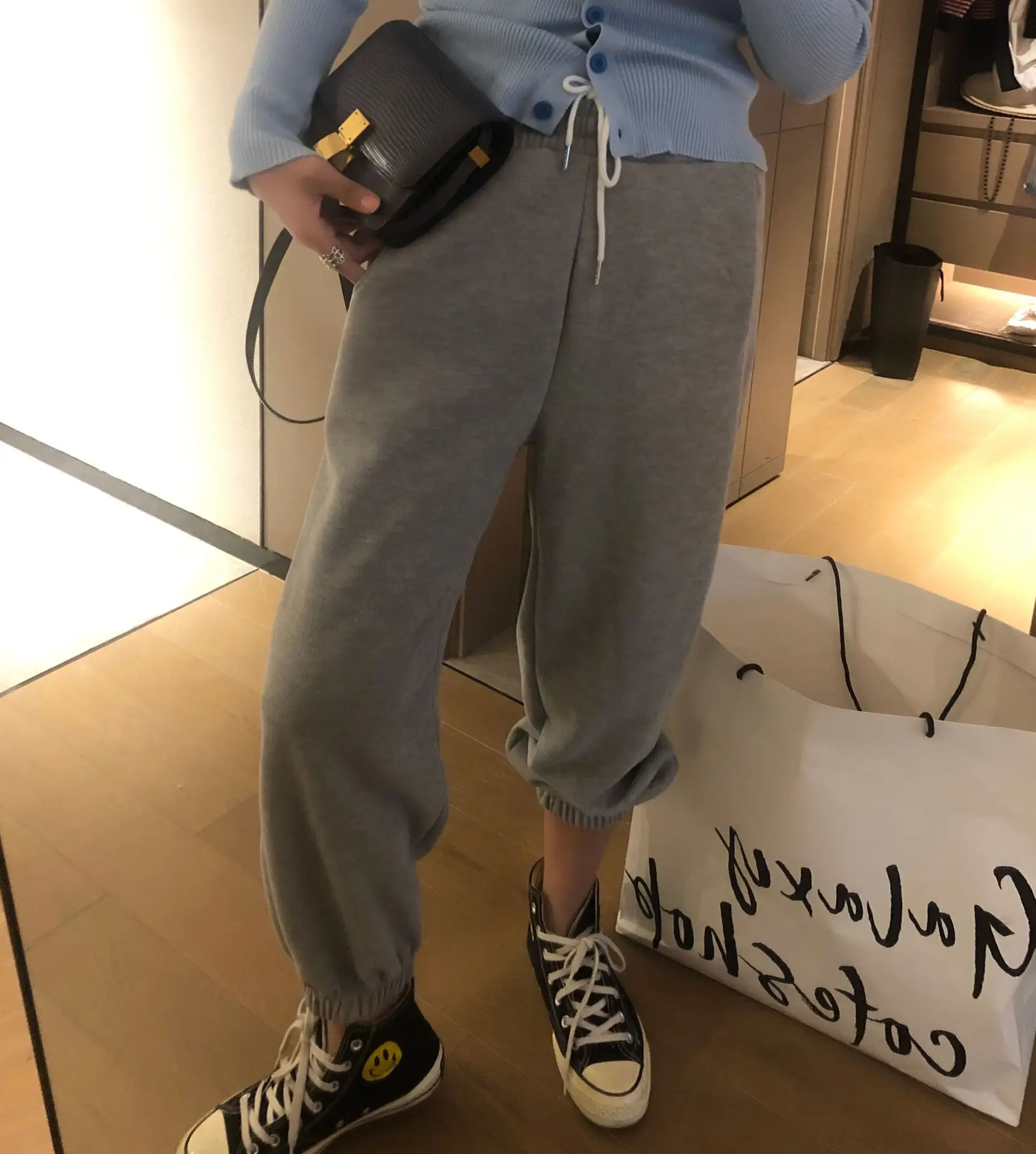 

TVVOVVIN Elasticity High Waist Lace-up Casual Female Trousers Simple Loose Straight Sports Trousers 3VBG