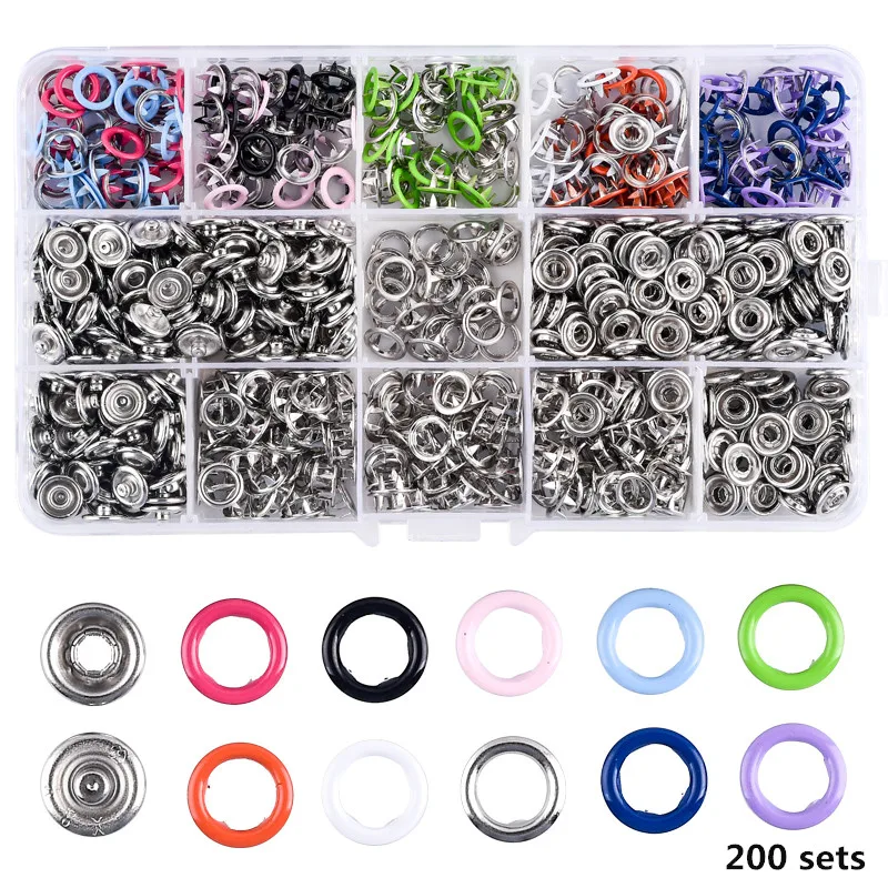 9 5 мм 200 шт. металлические кнопки для зубец кольцо Пресс шпильки застежки + соски