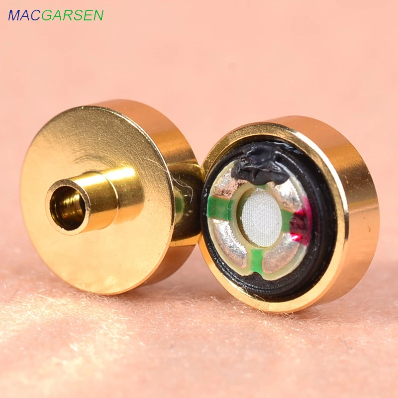 MACGARSEN-accesorios para auriculares de 10mm, repuesto para Subwoofer, Unidad de altavoz dorado, reparación de auriculares, actualización de bocina, 10 Uds.