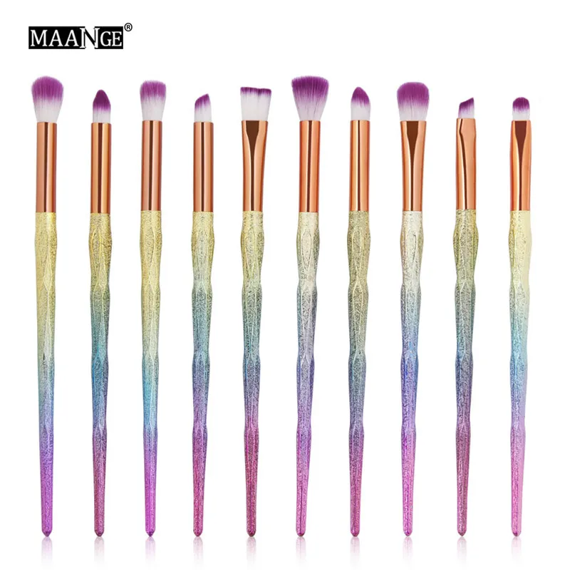 10pcs-B MAANGE 4/10 шт в упаковке, новая кистей для макияжа высокого качества комплект Для женщин основа для макияжа лица Косметическая пудра Румяна Тени для век Косметика для губ Красочные для инструментов для макияжа - Handle Color: 10pcs-B