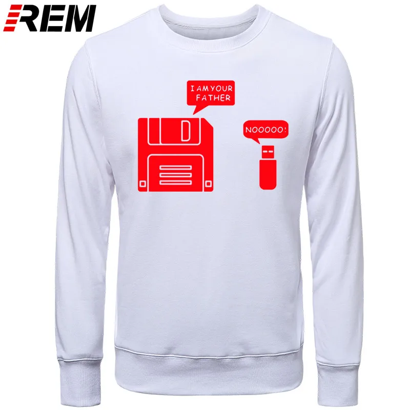 REM USB дискета я ваш отец мужские хлопковые с длинным рукавом юмором диск повседневные Camisetas Hombre мужские кофты с капюшоном, толстовки - Цвет: WHITE RED