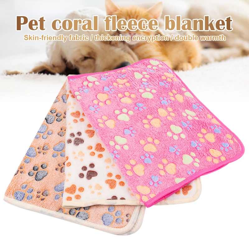 

Pet Dog Blanket Soft Warm Fleece Washable Blanket for Cat Kitten Puppy with Cute Paw Print Sleeping Mat K9Store