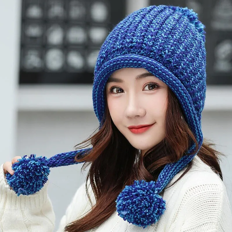 Женская трикотажная Шапка-бини с помпоном для езды на велосипеде и бега |