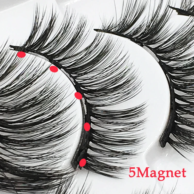 3D 5 пар магнитных ресниц и подводка для глаз набор натуральных/толстых длинных