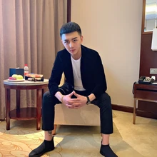 2021 outono e inverno novo masculino de veludo dourado lapela terno jaqueta fino moda coringa jaqueta (1)